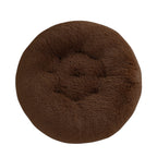 Shaggy Plush Donut Dog Bed in Chocolate