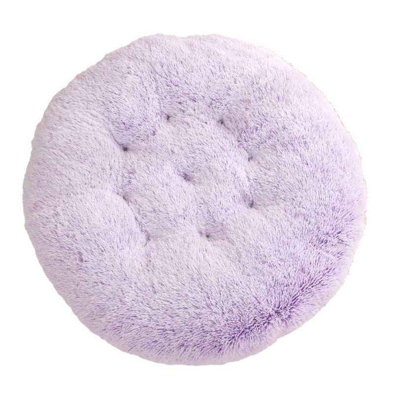 Shaggy Plush Donut Dog Bed in Lilac ombre