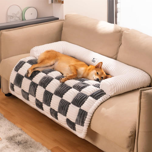 Checkered Bolster Pet Bed