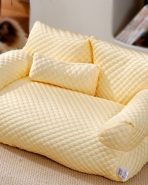 Quilted Pet Sofa with Armrests, color option