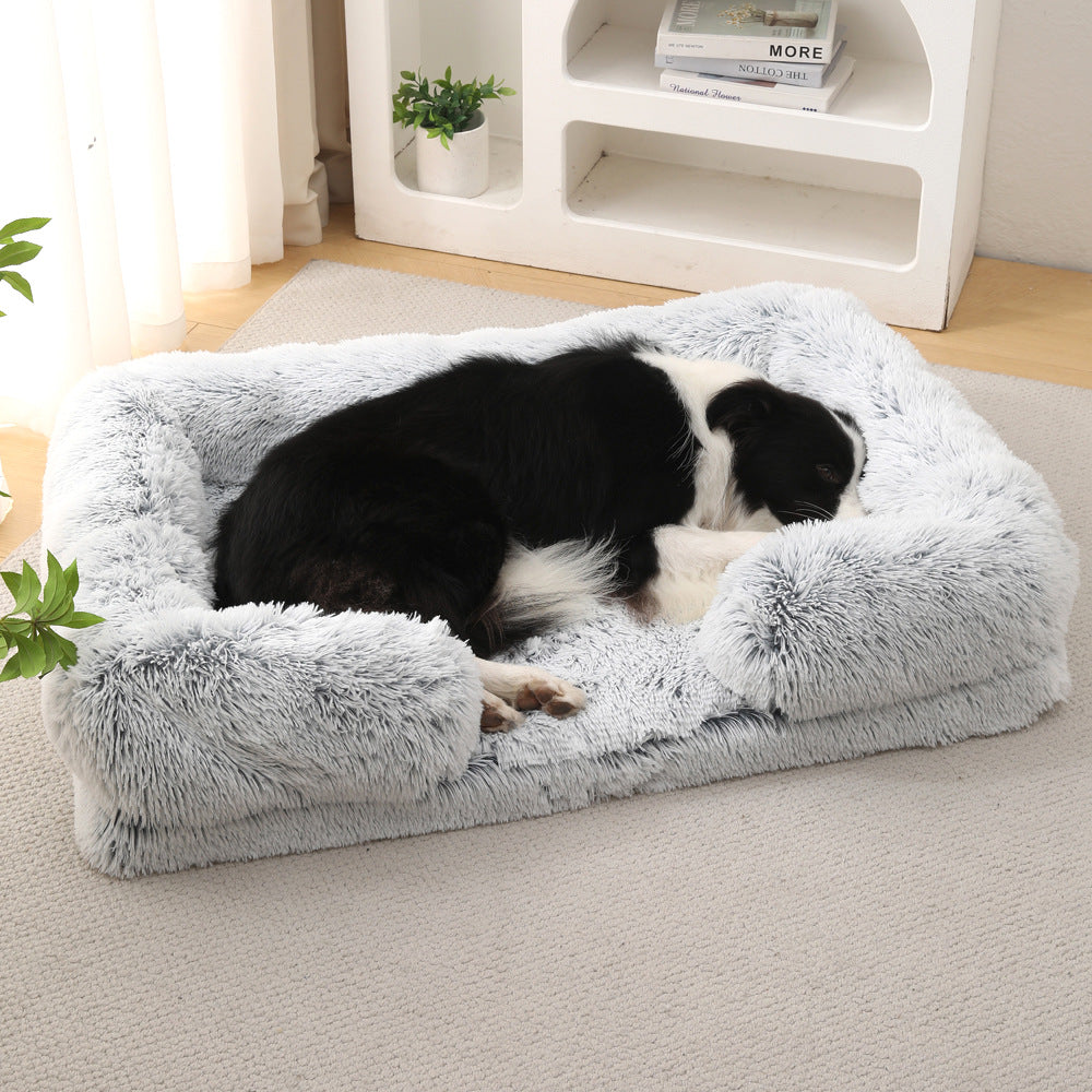 Plush Dog Couch Bed in use