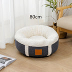 Plush Donut Dog Bed with Patterned Fabric Sides, photo 5