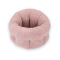 Round Plush Cat Bed with Tall Rim in Dusty pink