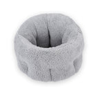 Round Plush Cat Bed with Tall Rim in Light grey