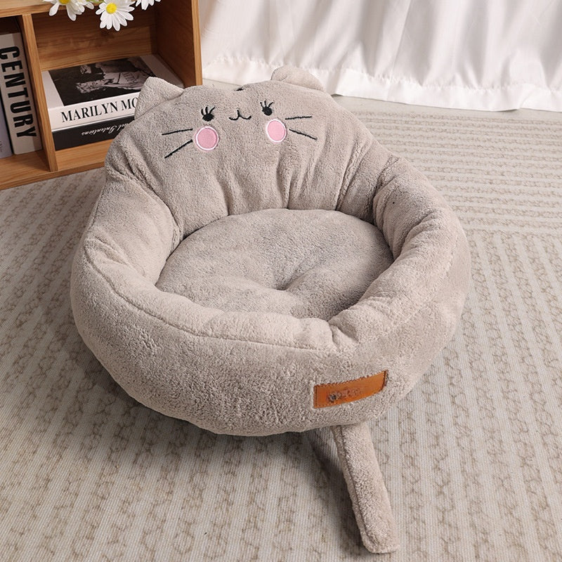 Cat Sofa Bed with Ears and Tail in Grey