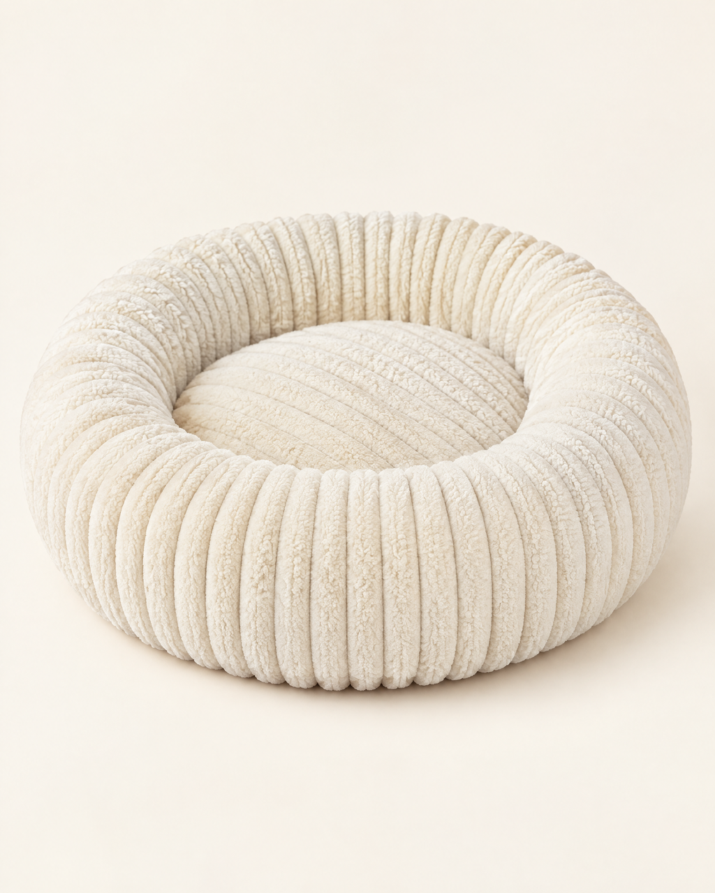 Ribbed Plush Donut Dog Bed