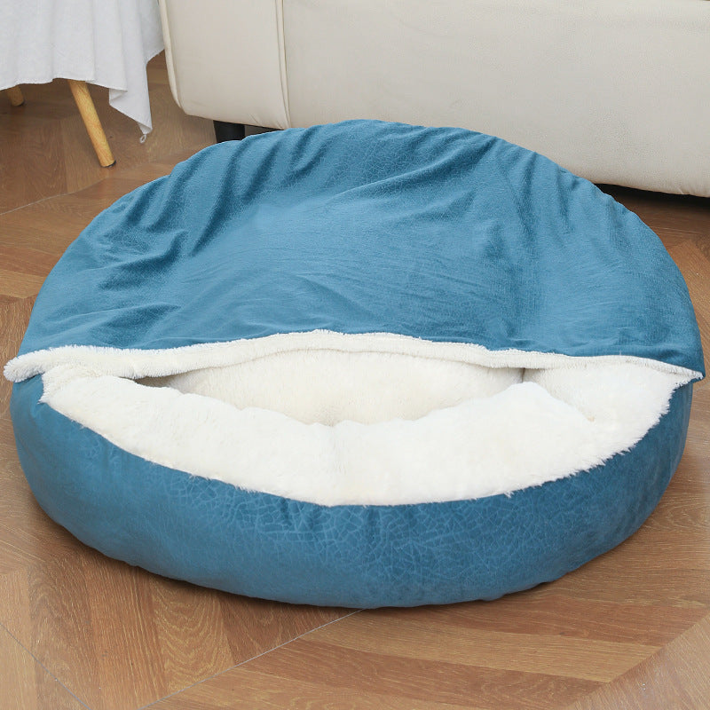 Round Hooded Burrow Dog Bed