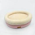 Round Dog Bed with Sherpa Rim in Blush pink