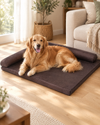 Two-Bolster Dog Bed with Removable Cover in a bright living room