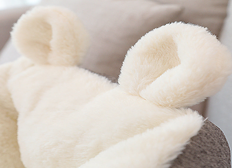 Plush Pet Bed with Round Ears, close-up of the fabric