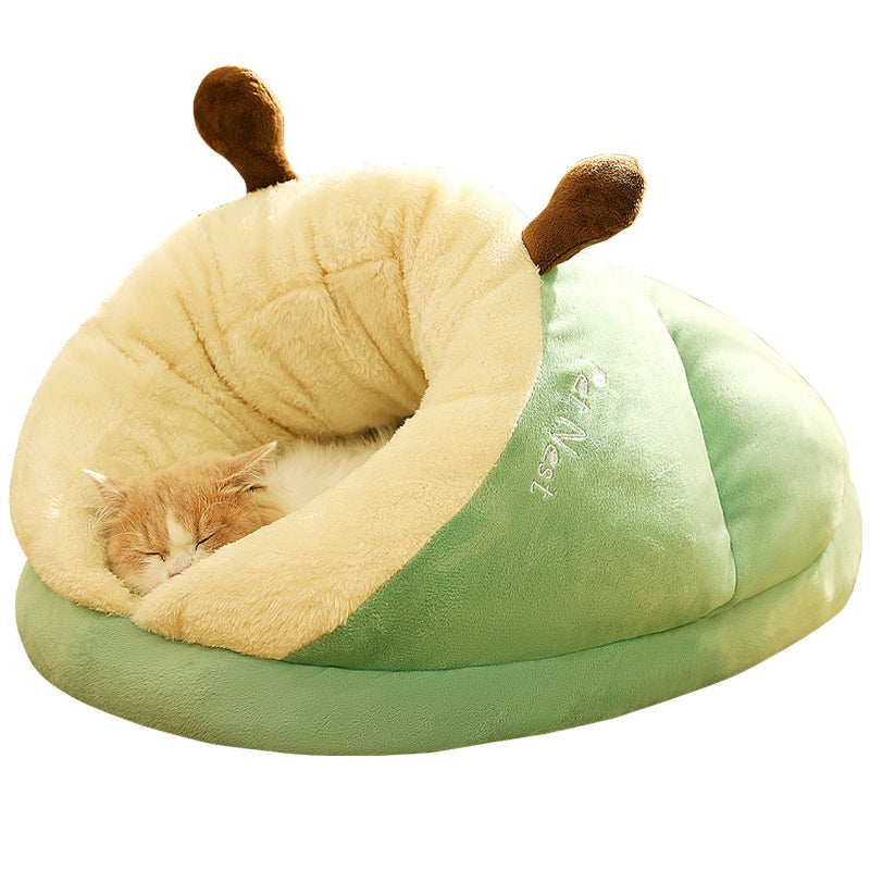 Slipper-Shaped Cat Cave Bed in Sage green