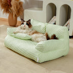 Quilted Pet Sofa with Armrests in use