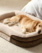 XL Oval Dog Bed with Ribbed Sides in use