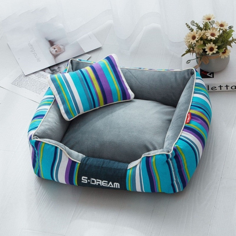 Striped Machine Washable Dog Bed, photo 2