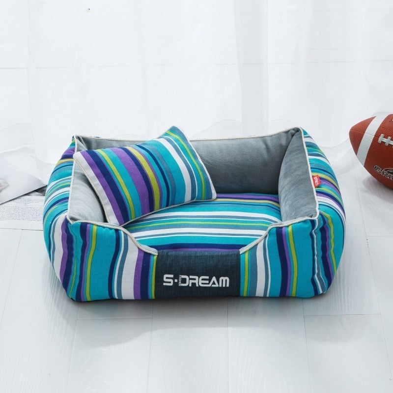 Striped Machine Washable Dog Bed, photo 1