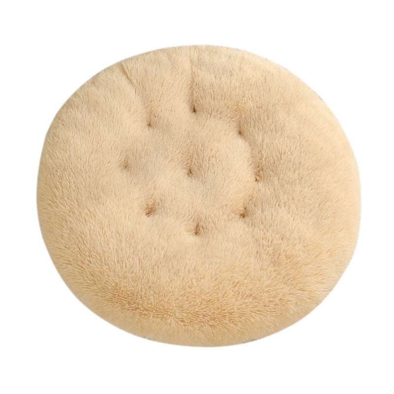 Shaggy Plush Donut Dog Bed in Wheat