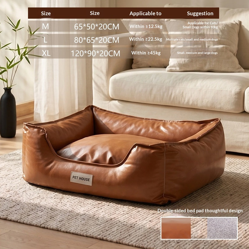 Leather-Look Bolster Dog Bed in use