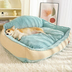 Ribbed Plush Dog Couch Bed