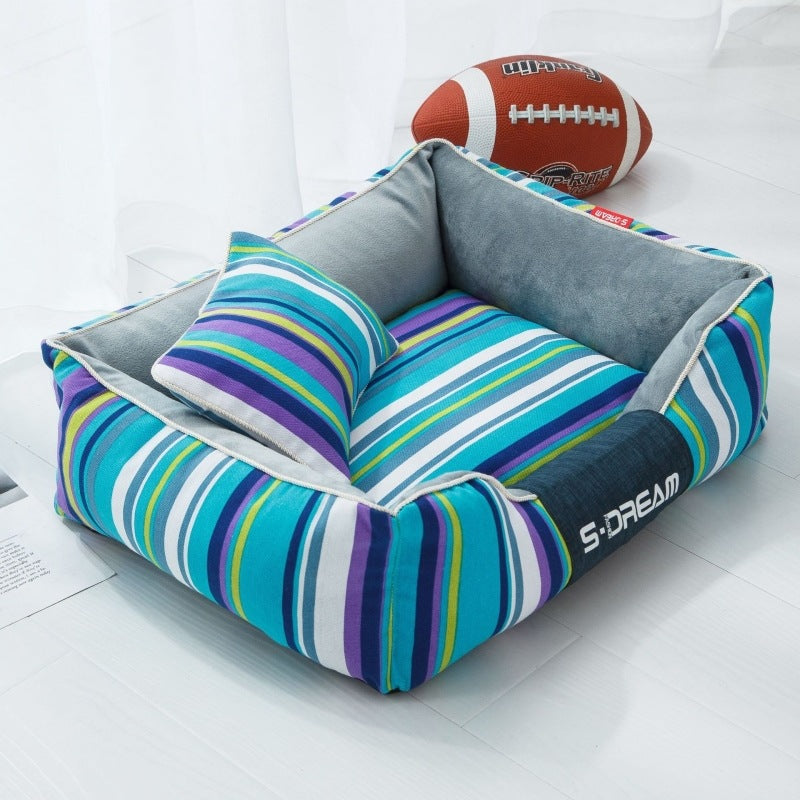 Striped Machine Washable Dog Bed, photo 3