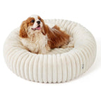 Ribbed Plush Donut Dog Bed, color option