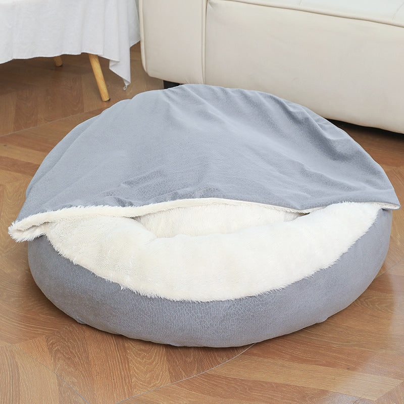 Round Hooded Burrow Dog Bed
