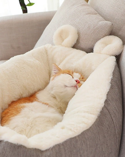 Plush Pet Bed with Round Ears
