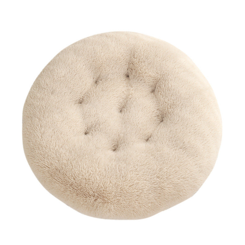 Shaggy Plush Donut Dog Bed in Oat