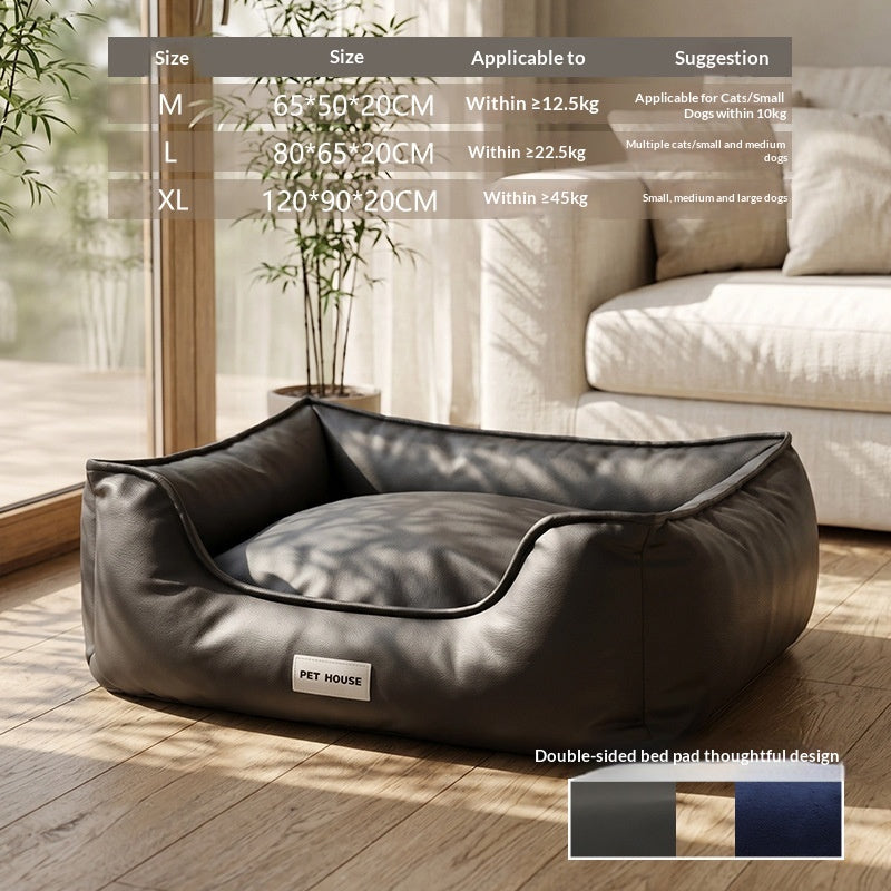 Leather-Look Bolster Dog Bed in use