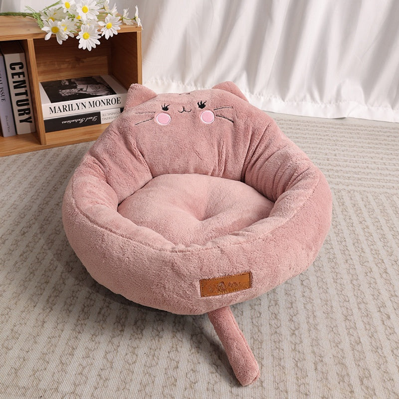 Cat Sofa Bed with Ears and Tail in Dusty Pink