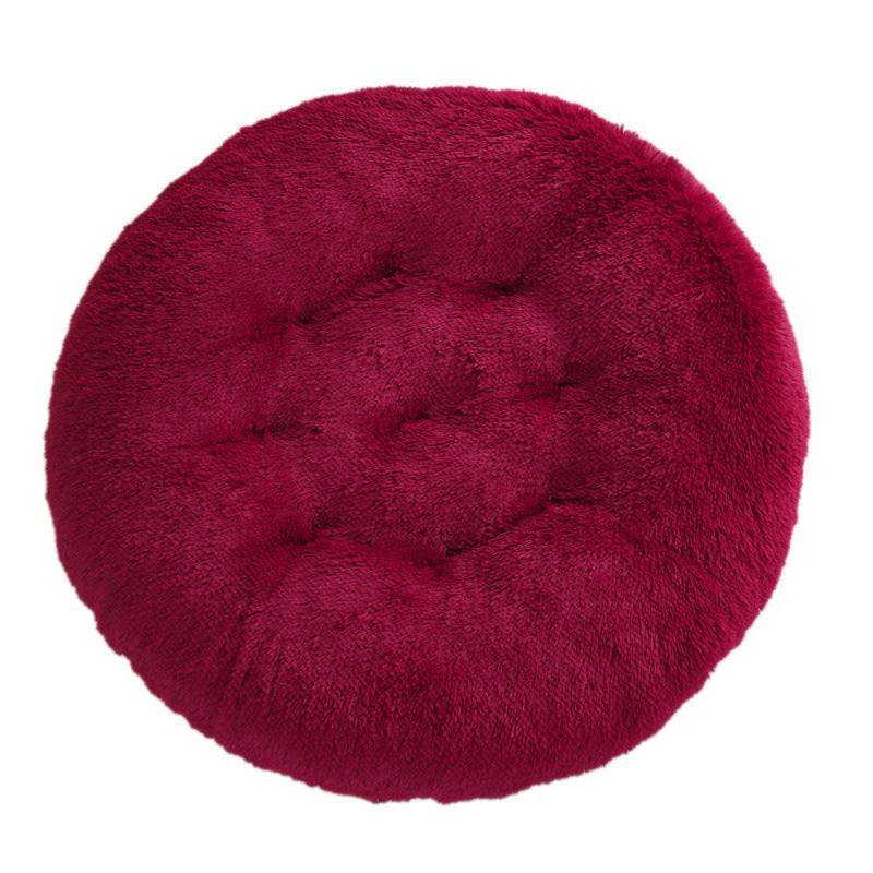 Shaggy Plush Donut Dog Bed in Burgundy