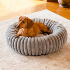 Ribbed Plush Donut Dog Bed, color option