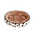 Oval Dog Bed with Bolster Rim in Brown spots