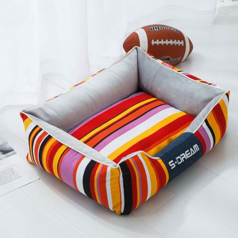 Striped Machine Washable Dog Bed, photo 5