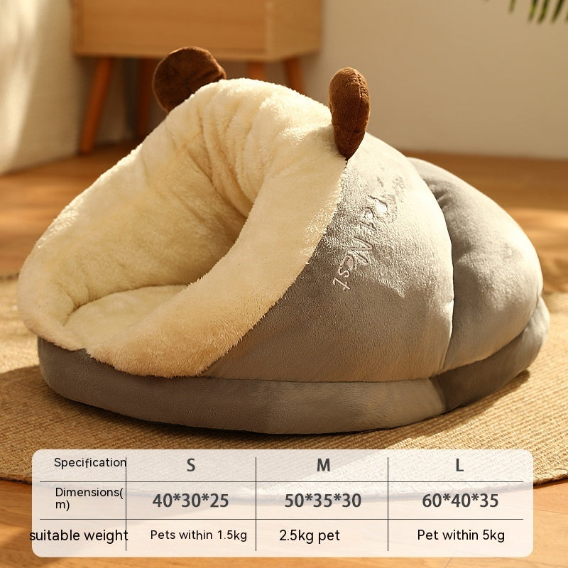 Slipper-Shaped Cat Cave Bed in Stone grey