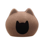 Caverne en feutre pour chat, forme tête de chat, moka