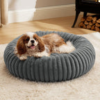 Ribbed Plush Donut Dog Bed, color option