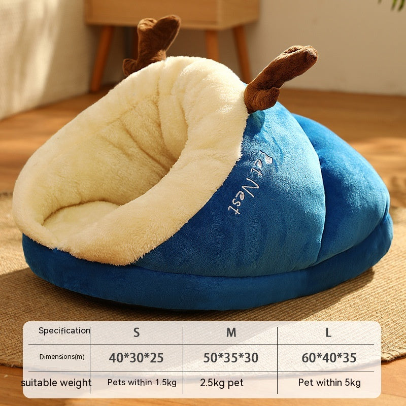 Slipper-Shaped Cat Cave Bed in Cobalt blue