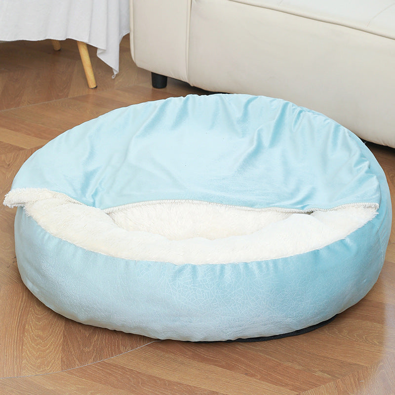 Round Hooded Burrow Dog Bed