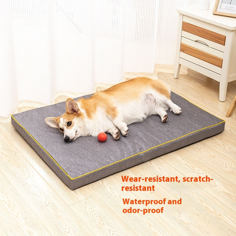 Lit plat pour chien à passepoil, gris