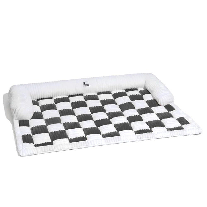 Checkered Bolster Pet Bed