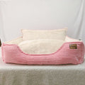 Ribbed Dog Lounger with Raised Back in Pink