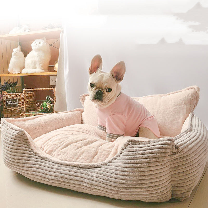 Ribbed Dog Lounger with Raised Back, photo 1