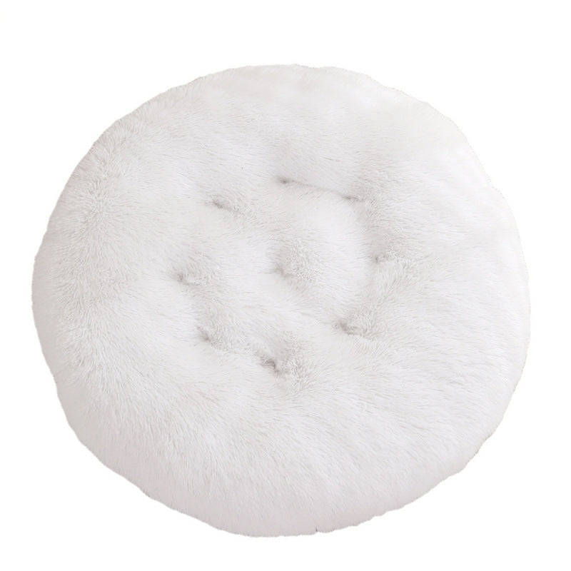 Shaggy Plush Donut Dog Bed in White