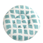 Shaggy Plush Donut Dog Bed in White with teal pattern