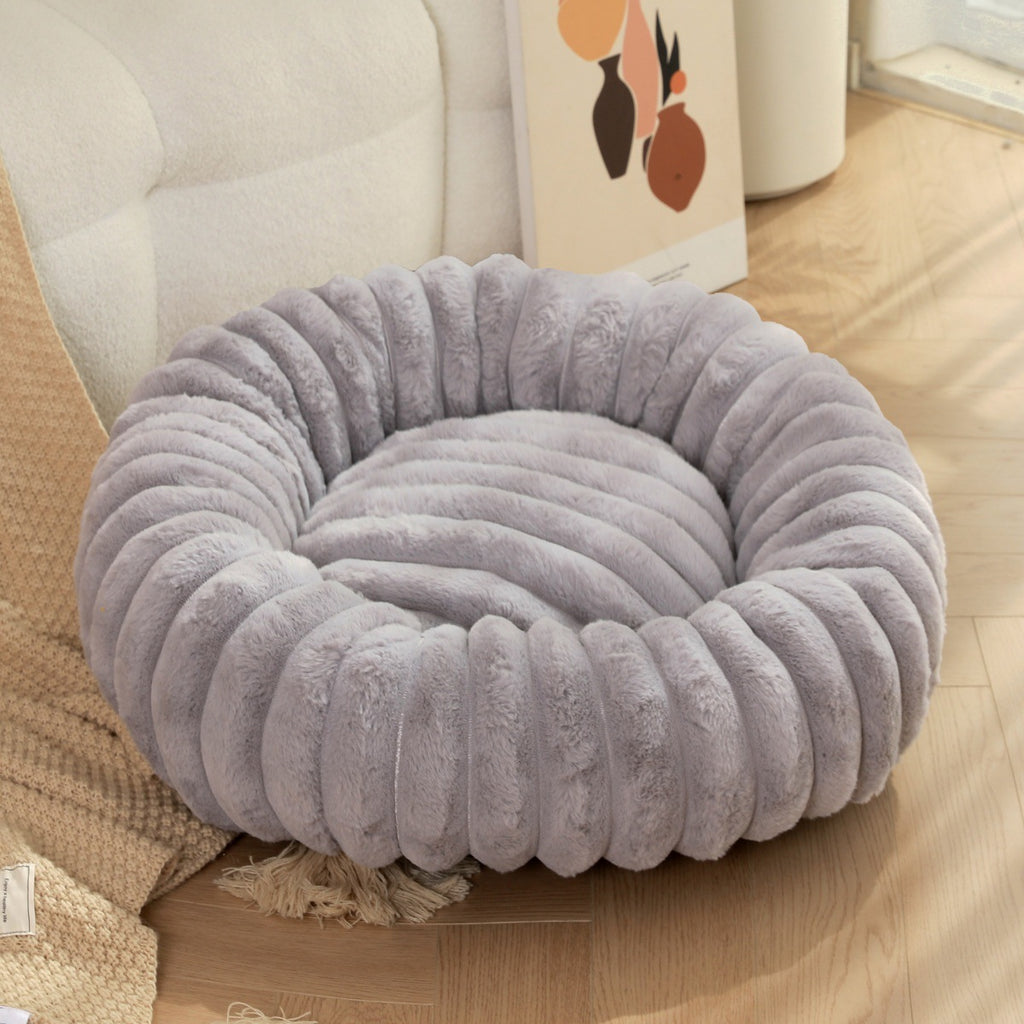 Round Plush Pet Nest Bed, color option