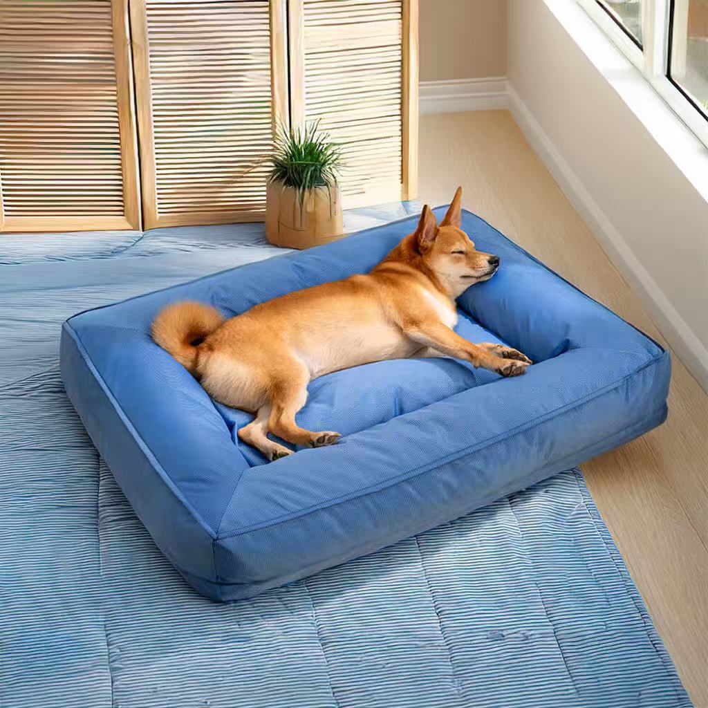 Large Dog Bed with Bolster Sides in use