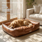 Leather-Look Bolster Dog Bed in use