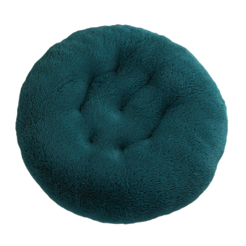 Shaggy Plush Donut Dog Bed in Dark teal