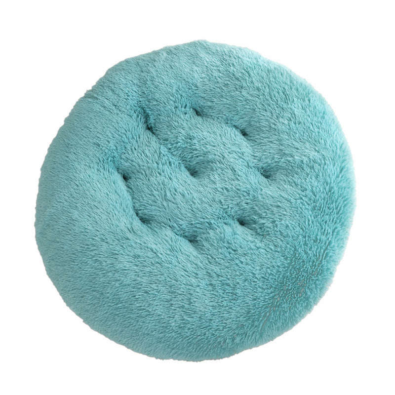 Shaggy Plush Donut Dog Bed in Teal