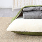 Dog Sleeping Bag Bed with Fabric Flap and Plush Lining, 4 Sizes, close-up of the fabric